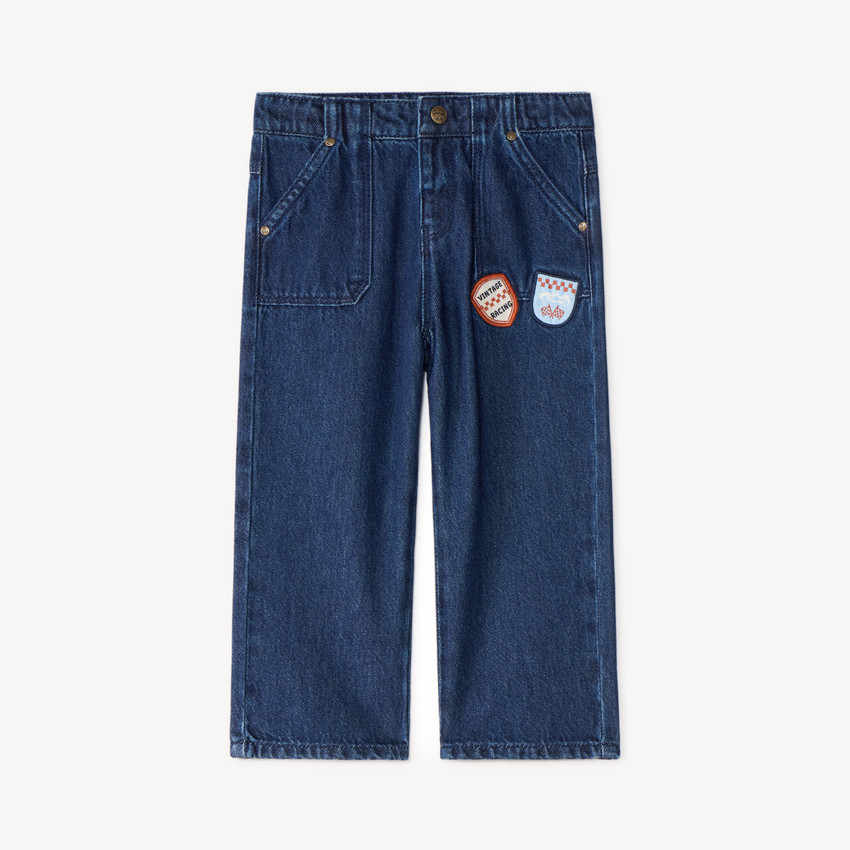 Jean recto bebé niño con parches bordados vintage 
