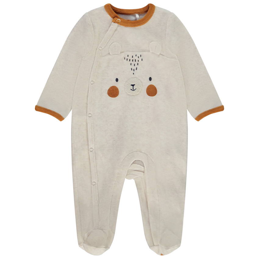 Pelele de terciopelo jaspeado con diseño lúdico para bebé niño 