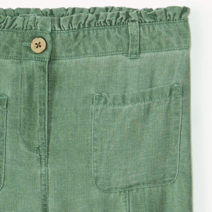 Pantalones de tela con cintura elástica para niña 