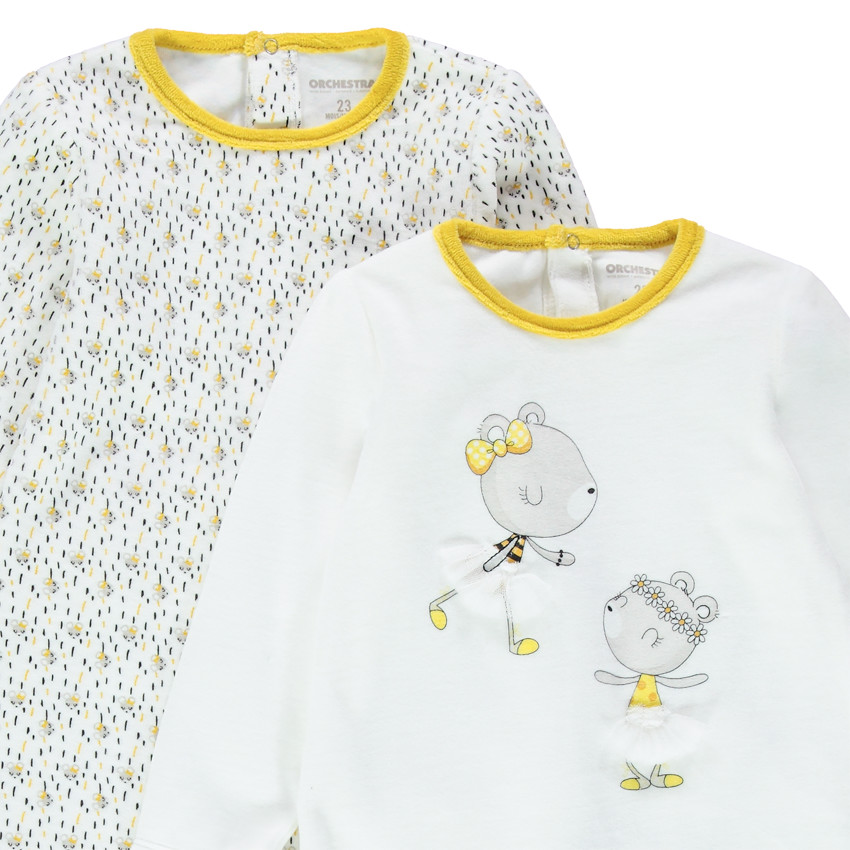 Juego de 2 pijamas de terciopelo con ratones estampados y toques amarillos  Additional Juego de 2 pijamas de terciopelo con ratones estampados y toques amarillos