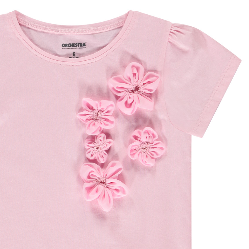 Camiseta manga corta flores 3D para niña 
