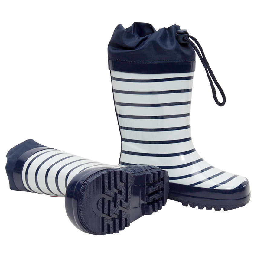 Botas de agua a rayas de caucho con cuello impermeable y estampado de corazón del 20 al 23 