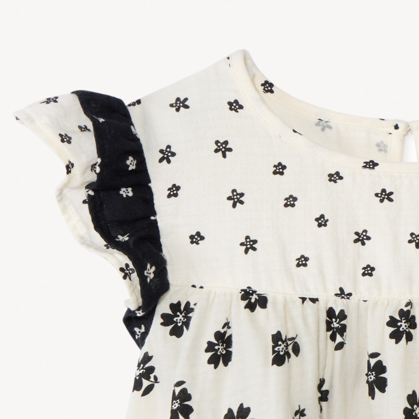 Túnica de manga corta en gasa con estampado floral para niña 