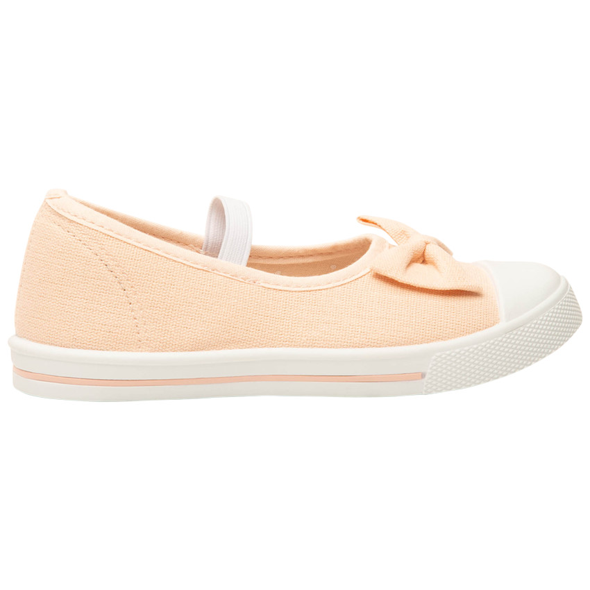 Merceditas nude de lona con lazo y tira elástica para niña 