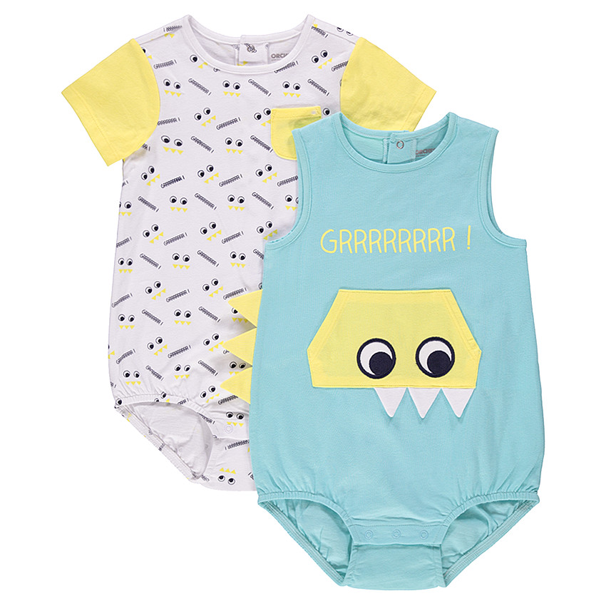 Juego de 2 monos cortos con dibujos de monstruos 