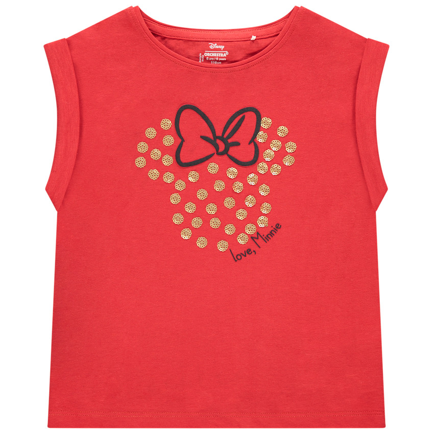 T-shirt manches courtes motif Minnie Disney en sequins dorés 
