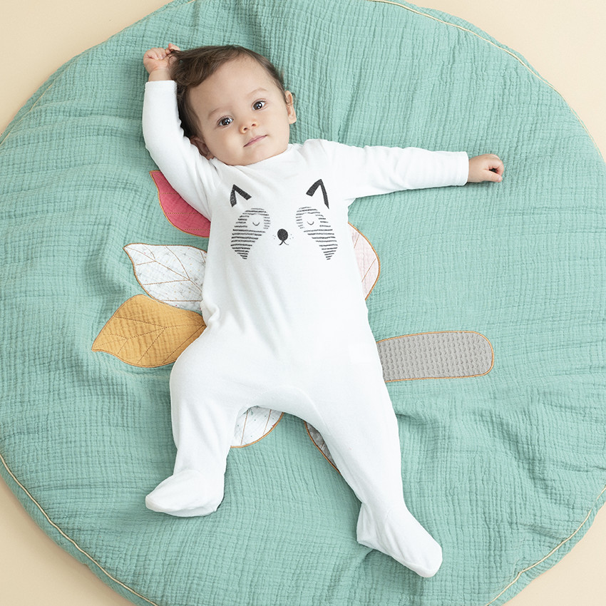 Dors-bien en velours blanc motif animal  Additional Dors-bien en velours blanc motif animal
