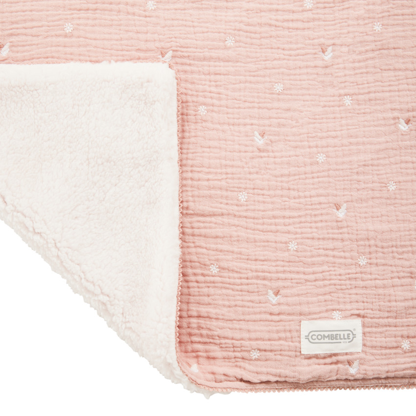Couverture double face 70 x 100 cm Promenade Bucolique rose 