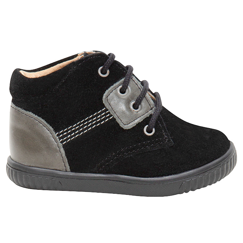 Botines de piel con cordones y apliques plateados 