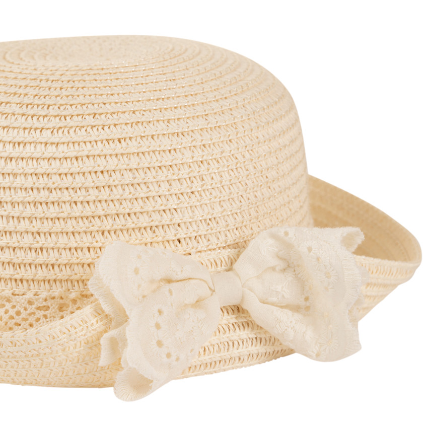Gorro trenzado con lazo de bordado inglés para bebé niña  Additional Gorro trenzado con lazo de bordado inglés para bebé niña