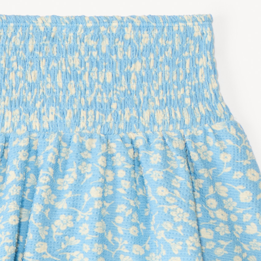 Falda-pantalón con cintura fruncida y estampado de flores para niña 