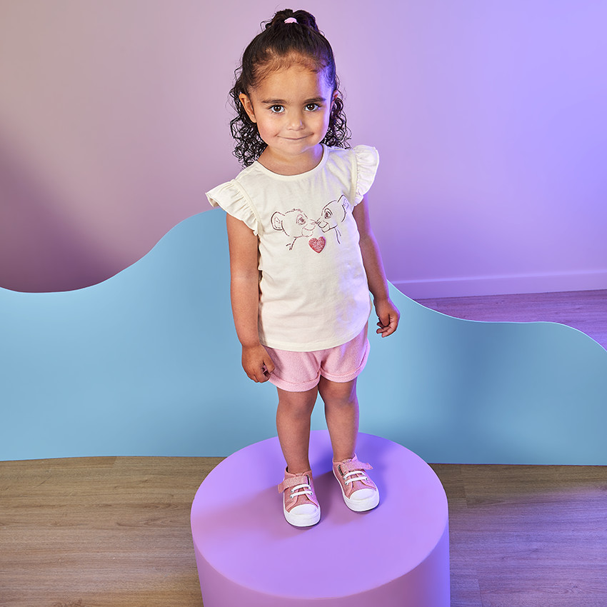 Camiseta manga corta estampado El Rey León para bebé niña 