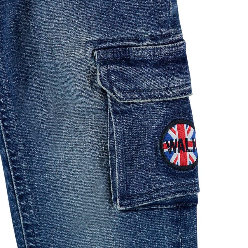 Jean cargo droit effet used à taille élastiquée  Additional Jean cargo droit effet used à taille élastiquée