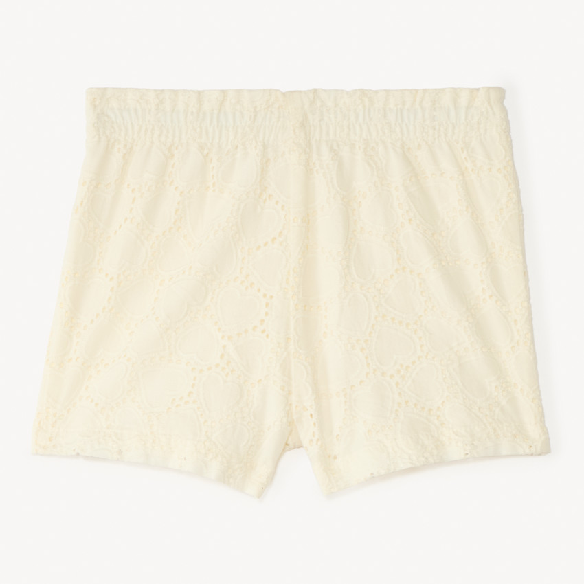 Short liso con bordado inglés y lazo decorativo para bebé niña 