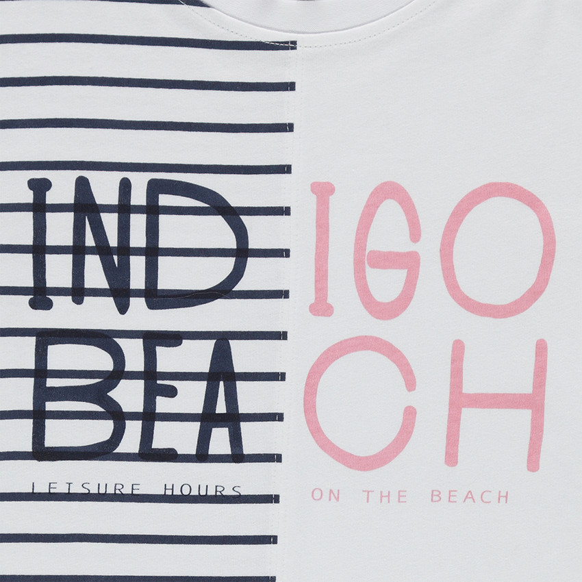 Júnior - Conjunto de camiseta de rayas y bermudas con bolsillos 