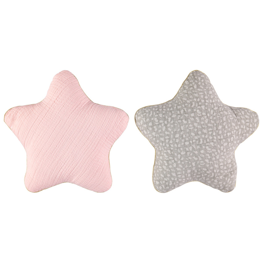 Cojín estrella decorativo o modulable en protector de cuna o parque con lazos 