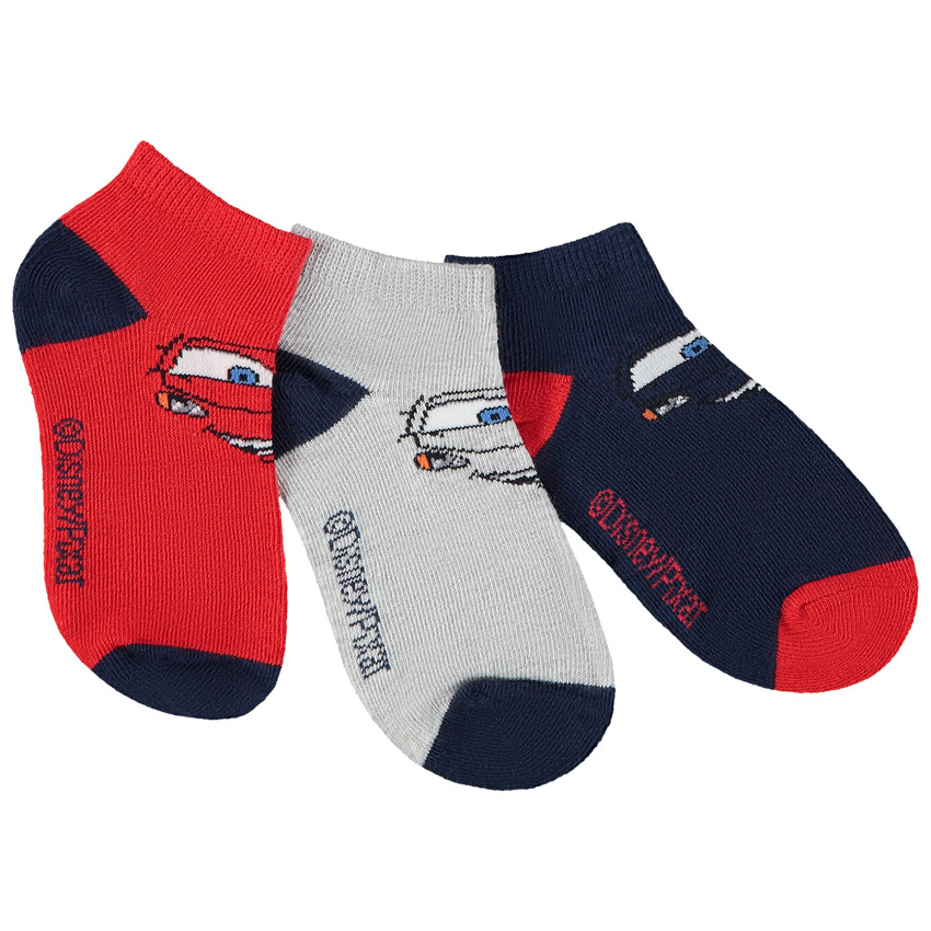Pack de 3 pares de calcetines cortos Cars Disney para niño 