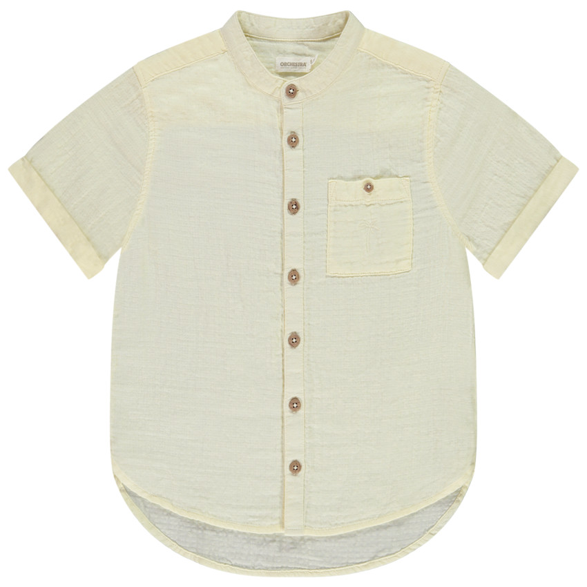 Camisa de manga corta unicolor de gasa de algodón para niño 