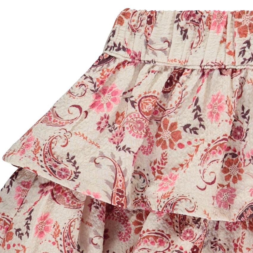Falda con volantes estampada cachemira para niña 