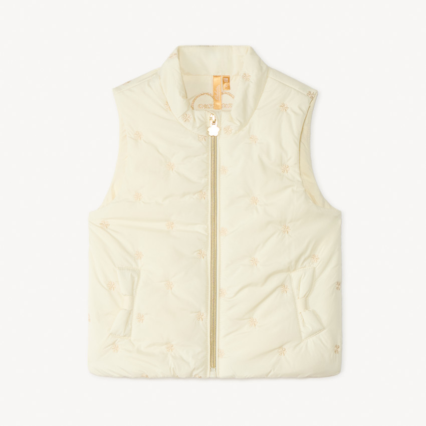 Chaleco sin mangas con flores bordadas para niña. 