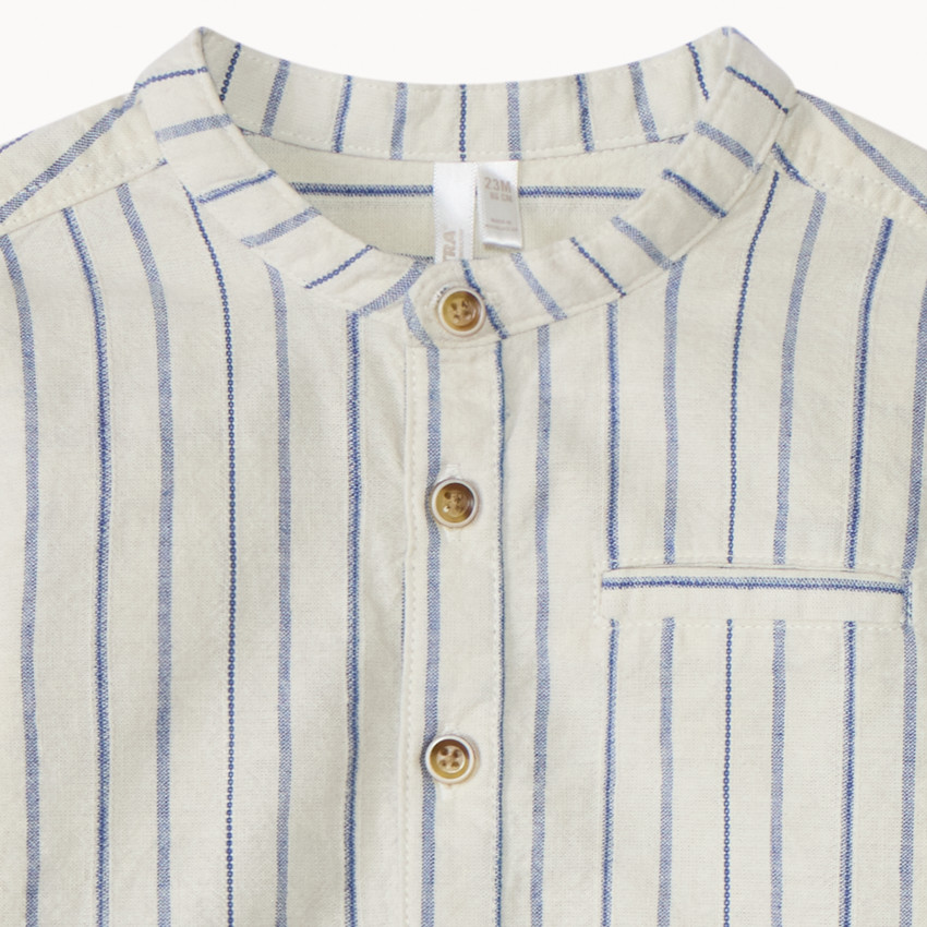 Camisa de rayas con mangas largas retráctiles para bebé niño 