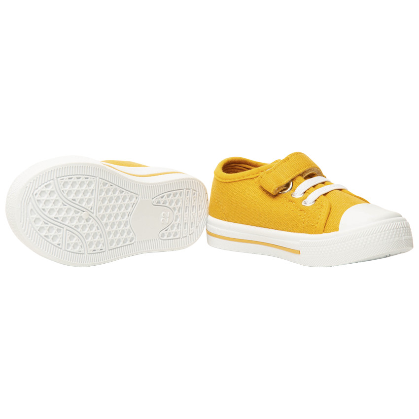 Zapatillas bajas de lona con cordones elásticos y velcro para bebé niño 