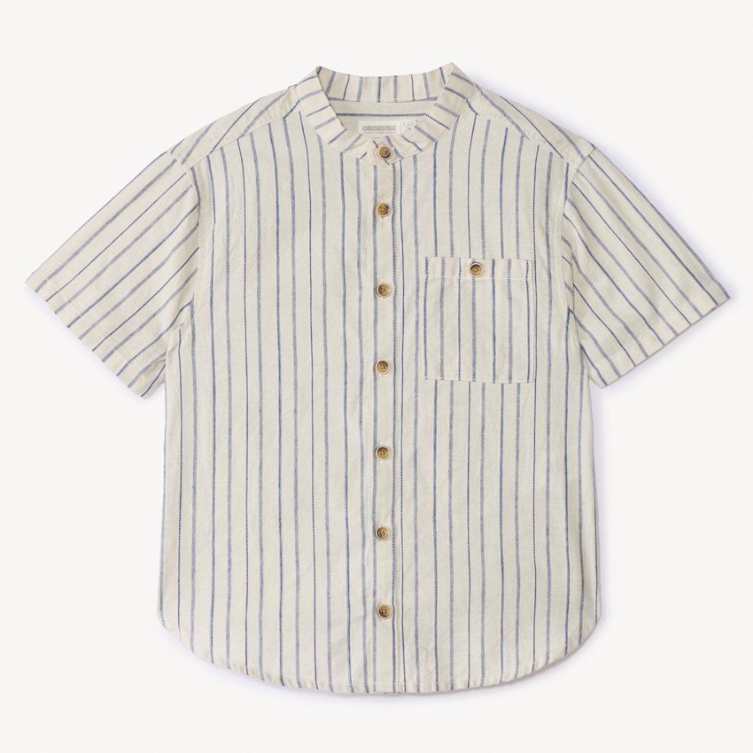 Camisa de manga corta a rayas con bolsillo para niño 