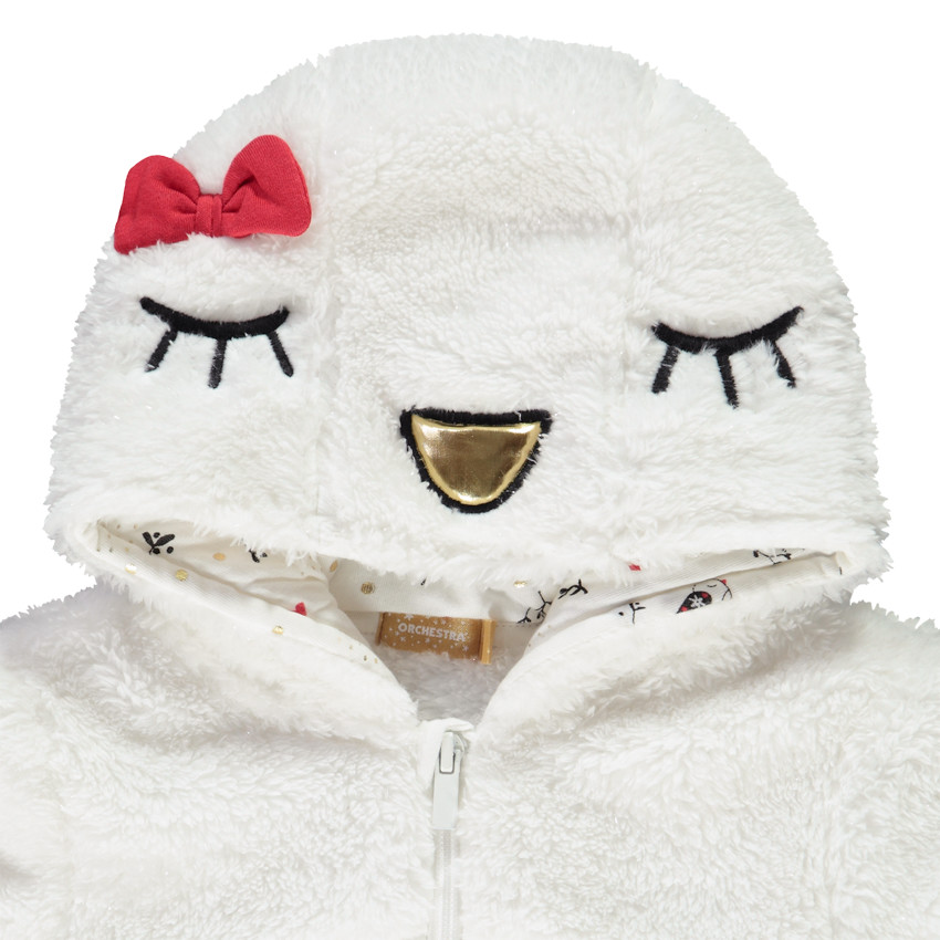 Sobrepijama en sherpa con capucha de pájaros para bebé niña Main Sobrepijama en sherpa con capucha de pájaros para bebé niña