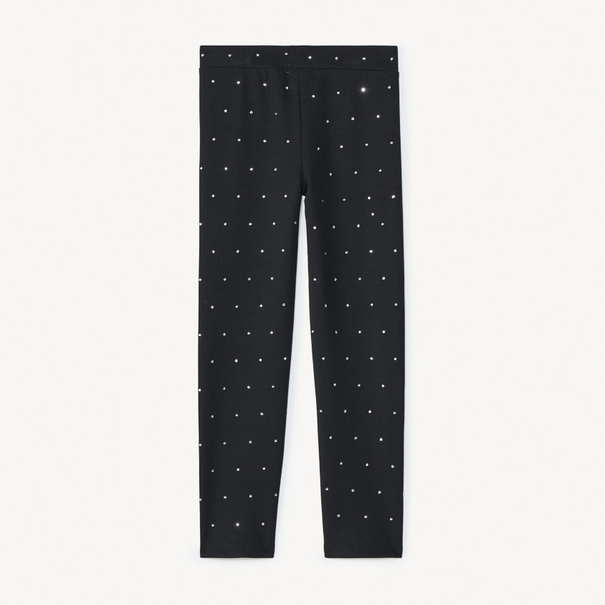 Pantalón largo de punto milano con strass niña 