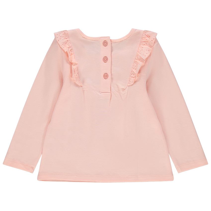 Camiseta de manga larga de algodón con bordado inglés para bebé niña 