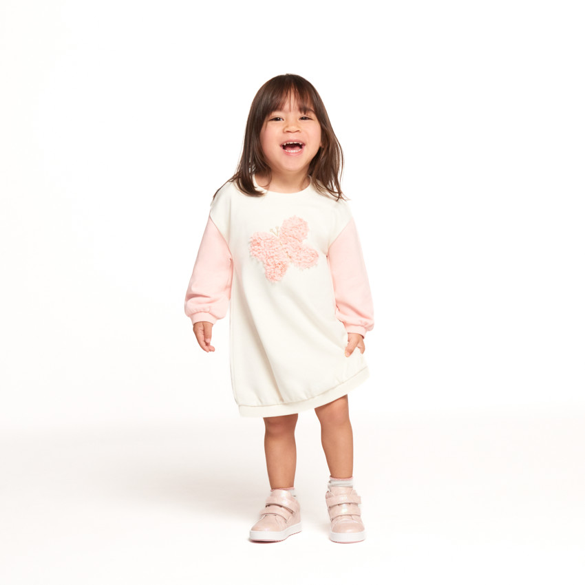 Vestido de sudadera de felpa con mariposa de pétalos 3D para niña bebé 