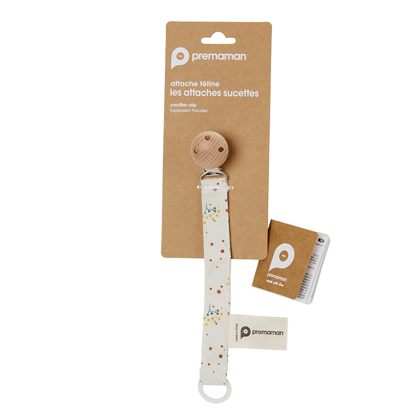 Sujetachupetes de madera con clip Flores 