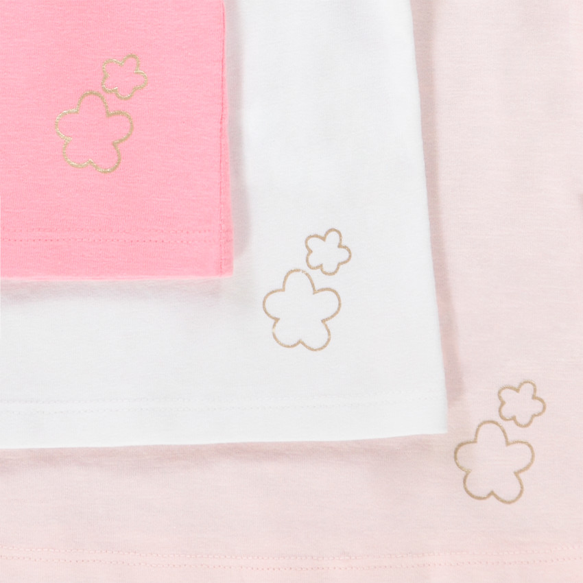 Lote de 3 camisetas de manga corta lisas para bebe nina Orchestra