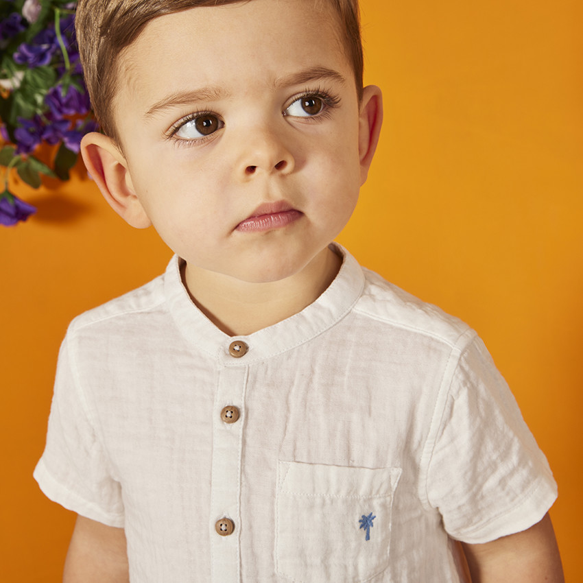 Camisa de manga corta con palmera bordada para bebé niño 