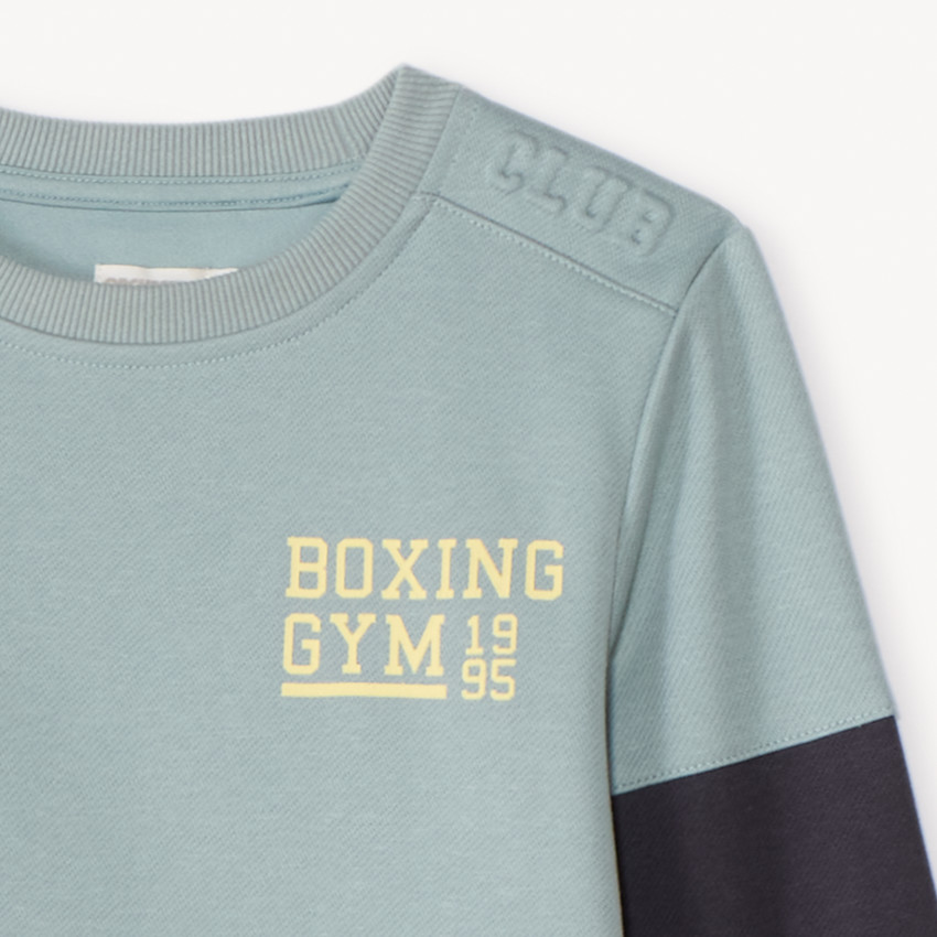 Conjunto de chándal de felpa con efecto de color block para niño 