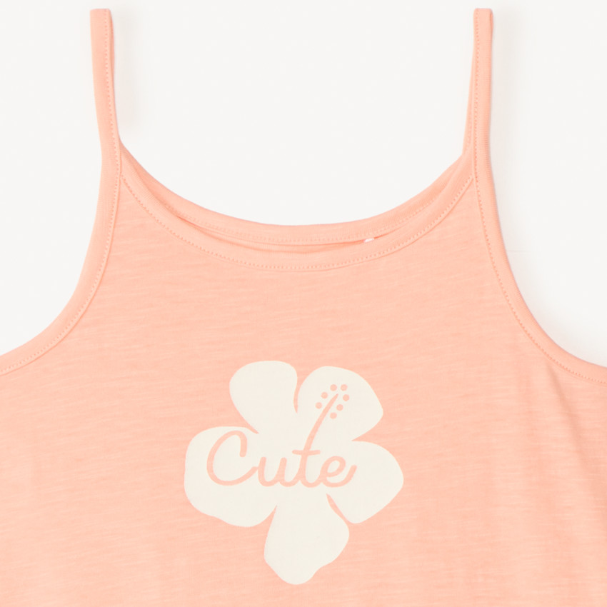 Camiseta sin mangas de jersey con estampado de flores para niña 