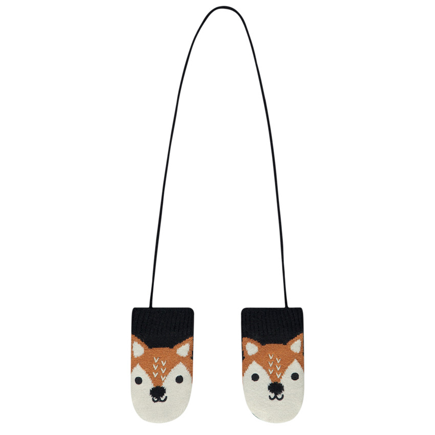 Guantes de punto con diseño de zorros y forro de sherpa para bebé niño 