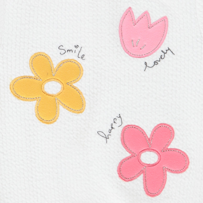 Conjunto de felpa con sudadera de flores bordadas y pantalón jogging para bebé niña 