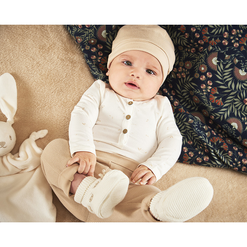 Conjunto 3 piezas bebé en jersey y nido de abeja 