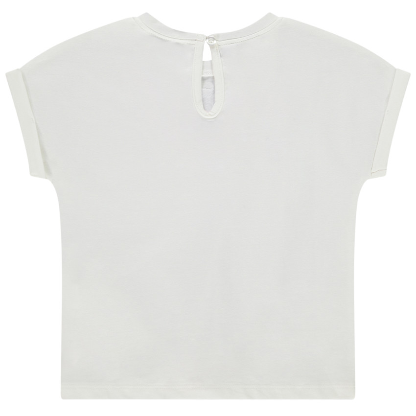 Camiseta de manga corta con arcoíris en rizo para bebé niña 