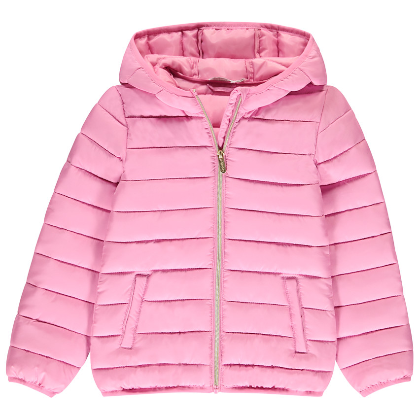 Plumífero ligero liso con capucha para niña 