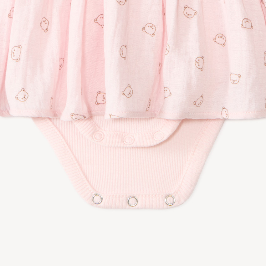 Ropa de niña bebé de manga larga efecto 2 en 1 con body integrado 