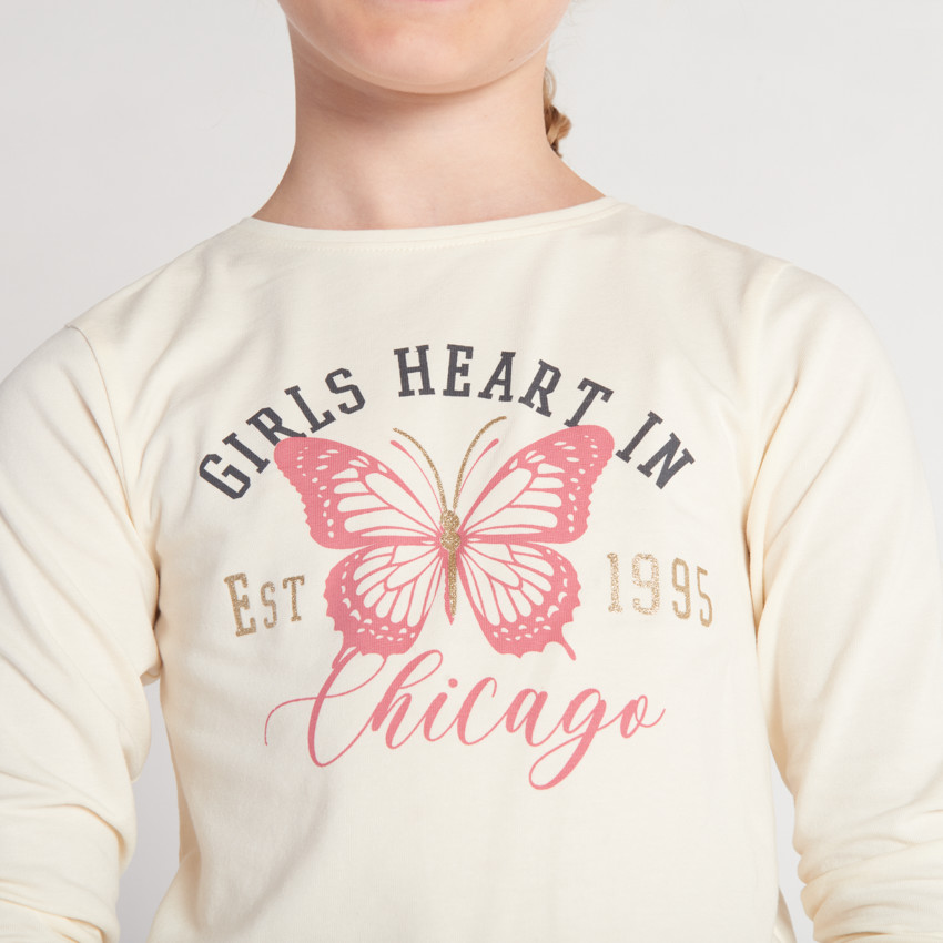 T-shirt manches longues avec print papillon pour fille 