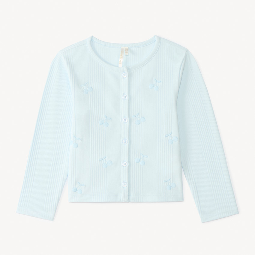 Chaleco de manga larga con bordado de cereza para niña bebé 