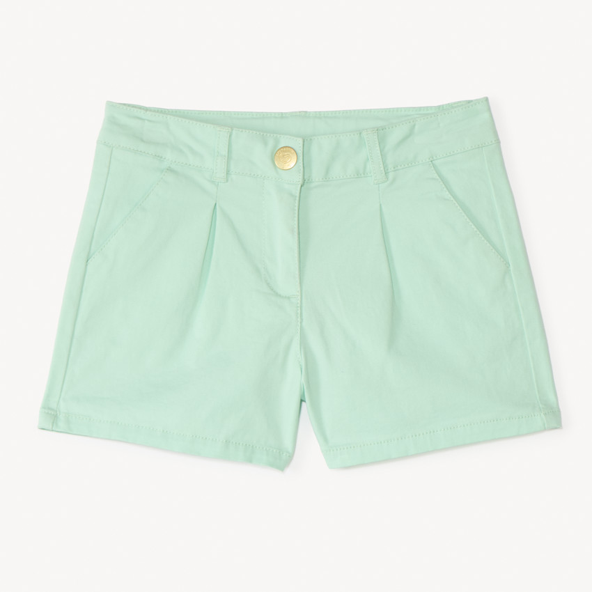 Pantalón de twill liso efecto pinza para niña 