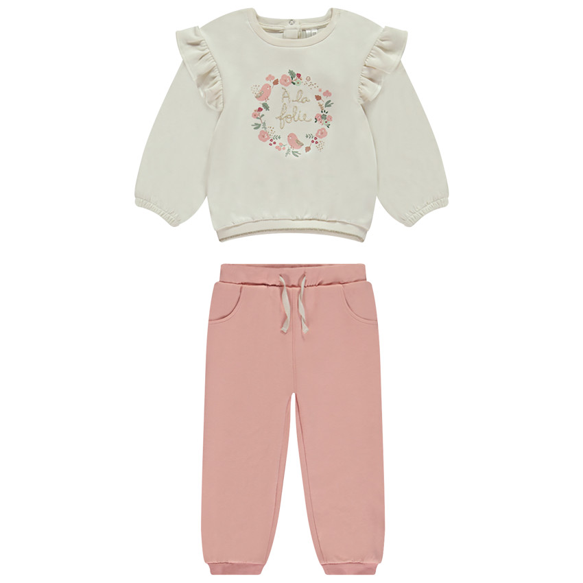 Conjunto de felpa con sudadera bordada para bebé niña 