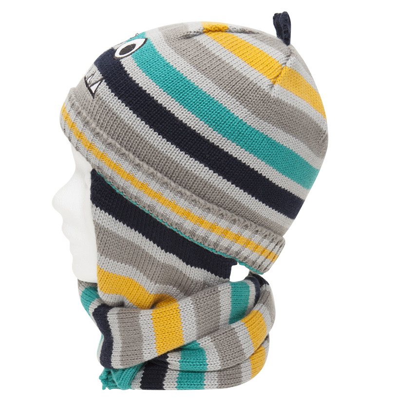 Gorro de bufanda de punto de rayas con bordados 