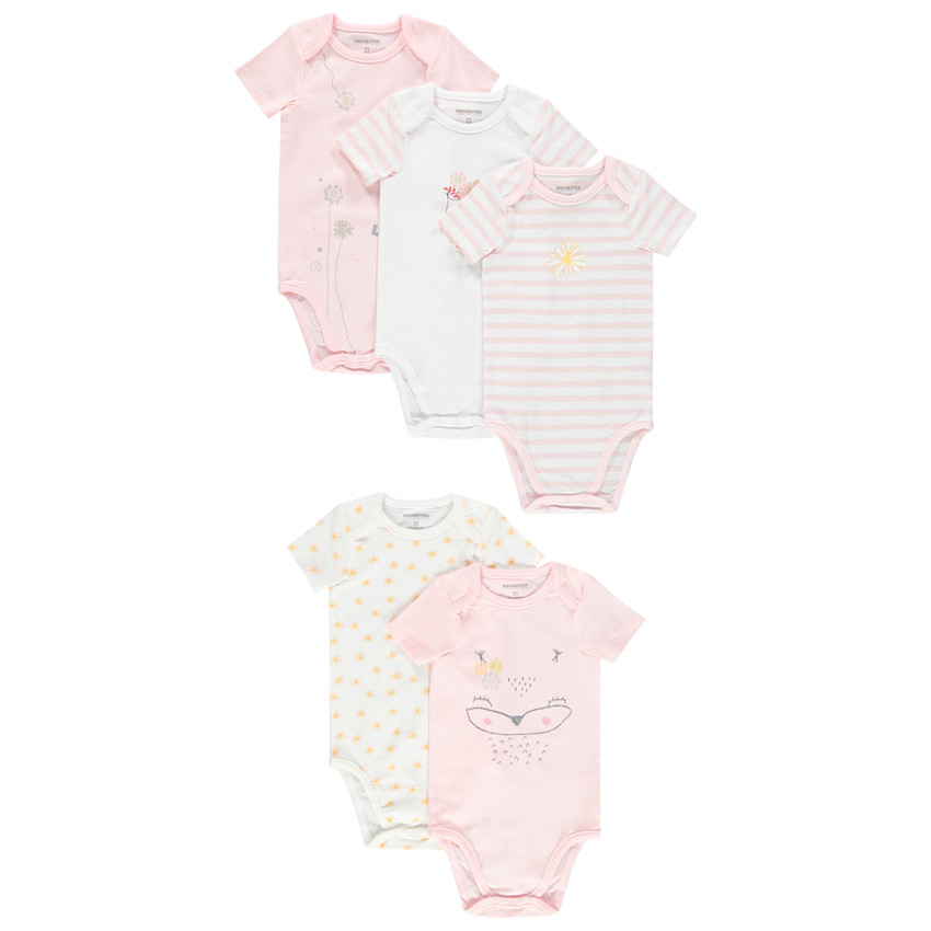 Pack de 5 bodies manga corta con estampados divertidos  Additional Pack de 5 bodies manga corta con estampados divertidos