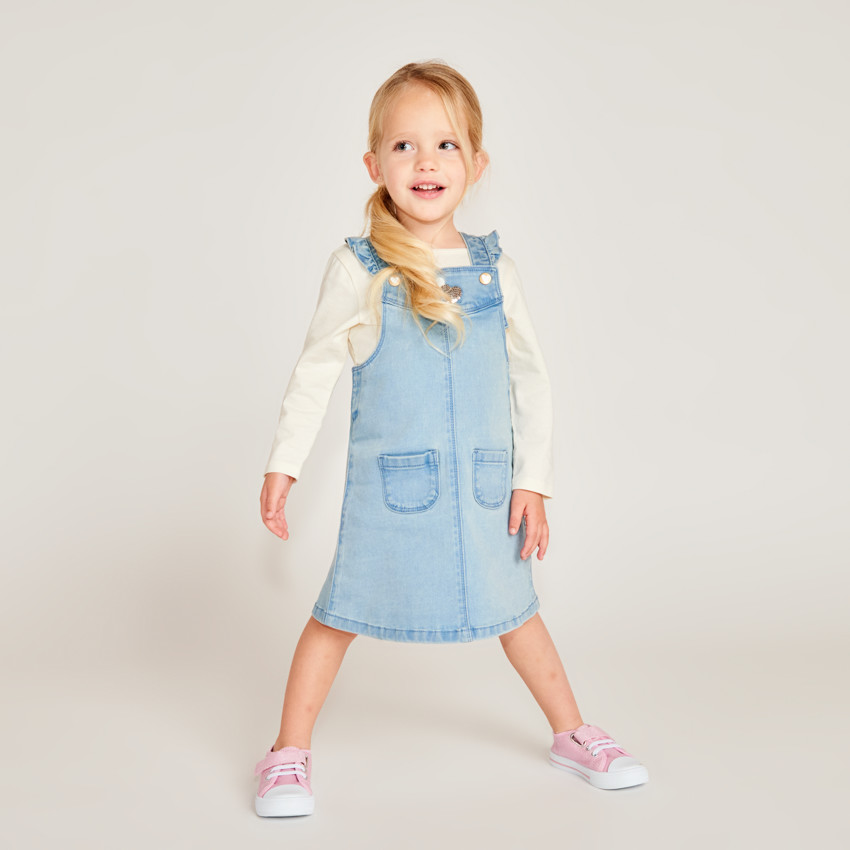 Vestido Peto Con Corazones Dorados Para Bebé Niña 