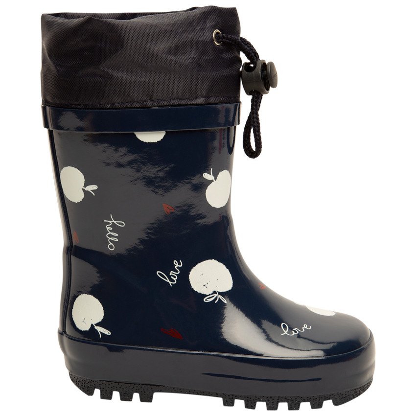 Botas de agua de caucho con estampado de manzanas para bebé niña 